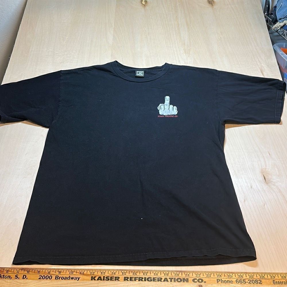 LMC Loser Machine Company Shirt Mens XL Black Short Sleeve Middle Finger